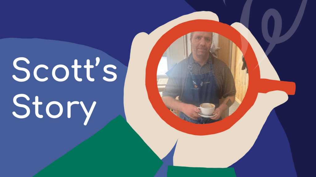 Murdostoun Neurological Care Centre resident Scott pictured at his coffee shop job