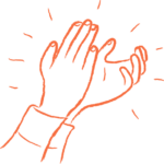 Illustration of two hands clapping.